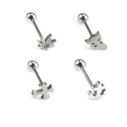 14G Acrylic Capsule Tongue Piercing Barbell Set Punk Luckly Dice Surgical Steel Bar Tongue Ring Stud for Women Men Pierc Jewelry