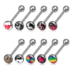 14G Acrylic Capsule Tongue Piercing Barbell Set Punk Luckly Dice Surgical Steel Bar Tongue Ring Stud for Women Men Pierc Jewelry