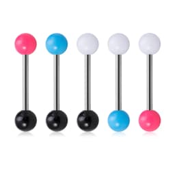 14G Acrylic Capsule Tongue Piercing Barbell Set Punk Luckly Dice Surgical Steel Bar Tongue Ring Stud for Women Men Pierc Jewelry
