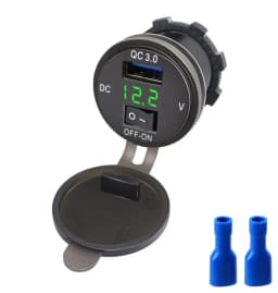 Quick Charge 3.0 USB Car Charger Socket Digital Display Voltmeter USB Charger Socket with ON-OFF Switch for Car Motorcycle ATV
