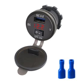 Quick Charge 3.0 USB Car Charger Socket Digital Display Voltmeter USB Charger Socket with ON-OFF Switch for Car Motorcycle ATV