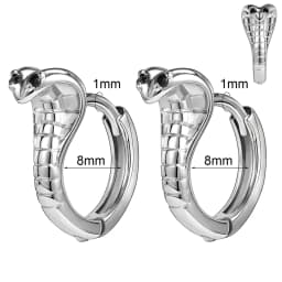 AOEDEJ 18G 1 Pair Punk Skull Hoop Earring Jewelry Vintage Long Snake Stud Earrings Stainless Steel Gothic Snake Ear Pendants Men