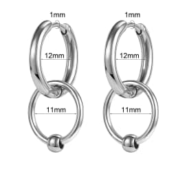 AOEDEJ 18G 1 Pair Punk Skull Hoop Earring Jewelry Vintage Long Snake Stud Earrings Stainless Steel Gothic Snake Ear Pendants Men