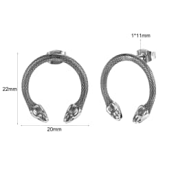 AOEDEJ 18G 1 Pair Punk Skull Hoop Earring Jewelry Vintage Long Snake Stud Earrings Stainless Steel Gothic Snake Ear Pendants Men