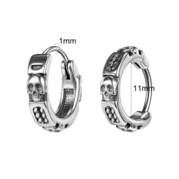 AOEDEJ 18G 1 Pair Punk Skull Hoop Earring Jewelry Vintage Long Snake Stud Earrings Stainless Steel Gothic Snake Ear Pendants Men
