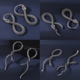 AOEDEJ 18G 1 Pair Punk Skull Hoop Earring Jewelry Vintage Long Snake Stud Earrings Stainless Steel Gothic Snake Ear Pendants Men