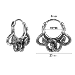 AOEDEJ 18G 1 Pair Punk Skull Hoop Earring Jewelry Vintage Long Snake Stud Earrings Stainless Steel Gothic Snake Ear Pendants Men
