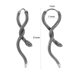 AOEDEJ 18G 1 Pair Punk Skull Hoop Earring Jewelry Vintage Long Snake Stud Earrings Stainless Steel Gothic Snake Ear Pendants Men