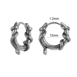 AOEDEJ 18G 1 Pair Punk Skull Hoop Earring Jewelry Vintage Long Snake Stud Earrings Stainless Steel Gothic Snake Ear Pendants Men