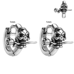 AOEDEJ 18G 1 Pair Punk Skull Hoop Earring Jewelry Vintage Long Snake Stud Earrings Stainless Steel Gothic Snake Ear Pendants Men
