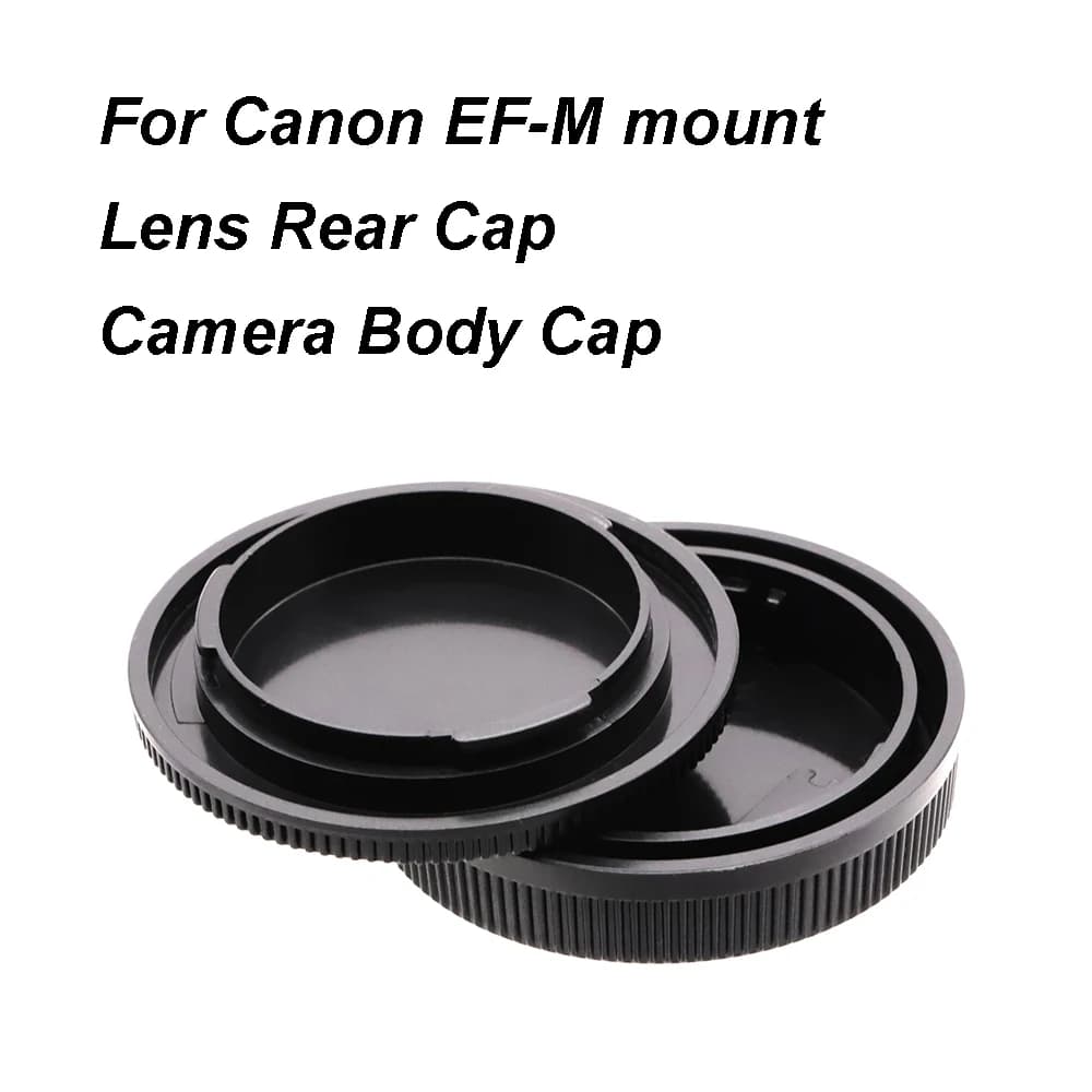 For Canon APS-C EOS EF-M EFM Lens Rear Cap or Camera Body Cap or Cap Set Plastic Black Lens Cap Cover Lid for M5 M6 M50 M200 etc
