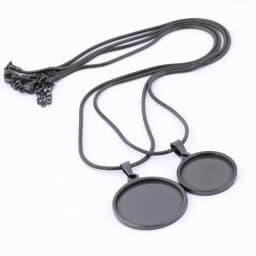 2pcs 45cm Long Chain Necklace Bezel Blanks Stainless Steel Gold Plated 20mm 25mm Cabochon Pendant Base Setting Trays Diy