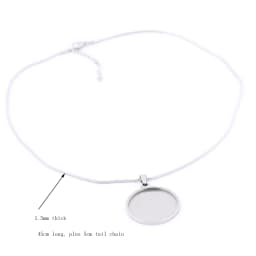 2pcs 45cm Long Chain Necklace Bezel Blanks Stainless Steel Gold Plated 20mm 25mm Cabochon Pendant Base Setting Trays Diy