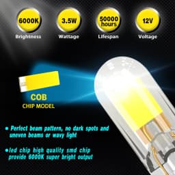2Pcs Newest T10 LED BULB W5W Sapphire COB Drive-Free led wedge bulb Dome Reading Lamp Bulb Super Bright 12V Car Bulb 6000K