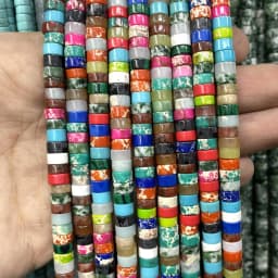 3x6mm Natural Stone Agates Jades Amazonite Turquoises Flat Round Loose Spacer Beads For Jewelry Making DIY Bracelet Necklace