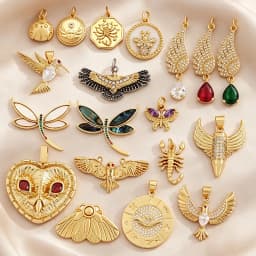 Trendy Butterfly Dragonfly Bird Scorpion Animal Charm Pendant,Cute 18K Gold Necklace Bracelet for Handmade Jewelry Supplies M77