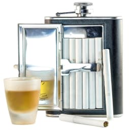 LMETJMA 5oz Hip Flask & Creative Cigarette Case Stainless Steel Hip Flask Wine Flagon Pot Liquor Alcohol Whiskey Bottle KC0326-3