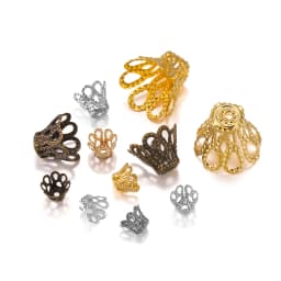 100pcs/lot Silve Gold Antique Bronze Metal Wine Cup Hollow Flower Trumpet Bead End Caps For DIY Jewelry Making Finding Supplies