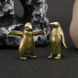 Funny Brass Standing Little Penguin Statue Desktop Decorative Trinkets Creativity Marine Animal Cute Craft Collection Children