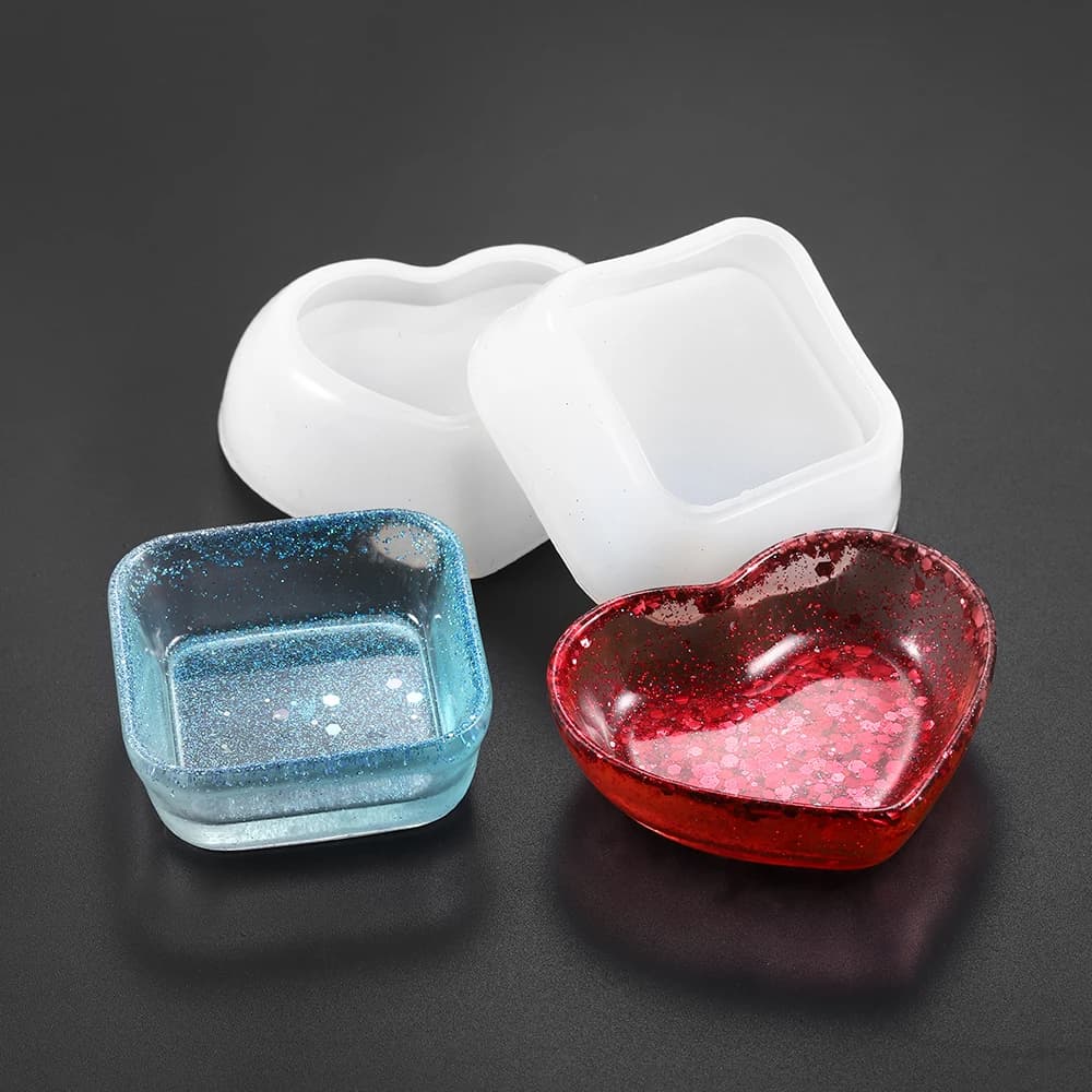 1Pcs Heart Shape Jewelry Epoxy Casting Molds Round Dish UV Epoxy Resin Molds Tools For Diy Jewelry Making Findings Accessories