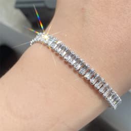 Fashion Korean Style Rectangle Zirconia Tennis Bracelets for Women Luxury Gold Color Crystal Party Jewelry