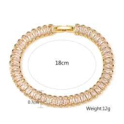 Fashion Korean Style Rectangle Zirconia Tennis Bracelets for Women Luxury Gold Color Crystal Party Jewelry