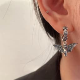XIYANIKE Ancient Silver Color Little Angel Flower Earrings For Women Girl Luxury Fashion New Jewelry Gift Party серьги ж