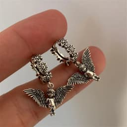 XIYANIKE Ancient Silver Color Little Angel Flower Earrings For Women Girl Luxury Fashion New Jewelry Gift Party серьги ж