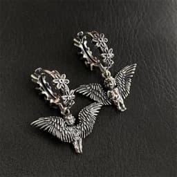 XIYANIKE Ancient Silver Color Little Angel Flower Earrings For Women Girl Luxury Fashion New Jewelry Gift Party серьги ж
