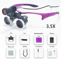 Dental Loupes 2.5/3.5x Black Magnifier Lab Medical Magnification Binocular Magnifier Headlight Headlamp 5W Seperately