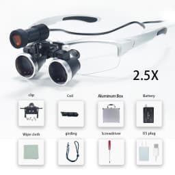 Dental Loupes 2.5/3.5x Black Magnifier Lab Medical Magnification Binocular Magnifier Headlight Headlamp 5W Seperately