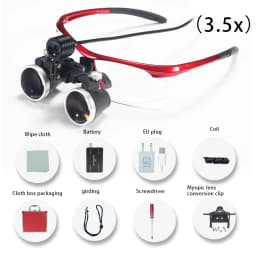 Dental Loupes 2.5/3.5x Black Magnifier Lab Medical Magnification Binocular Magnifier Headlight Headlamp 5W Seperately
