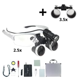 Dental Loupes 2.5/3.5x Black Magnifier Lab Medical Magnification Binocular Magnifier Headlight Headlamp 5W Seperately