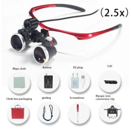 Dental Loupes 2.5/3.5x Black Magnifier Lab Medical Magnification Binocular Magnifier Headlight Headlamp 5W Seperately