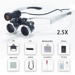 Dental Loupes 2.5/3.5x Black Magnifier Lab Medical Magnification Binocular Magnifier Headlight Headlamp 5W Seperately