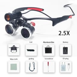 Dental Loupes 2.5/3.5x Black Magnifier Lab Medical Magnification Binocular Magnifier Headlight Headlamp 5W Seperately
