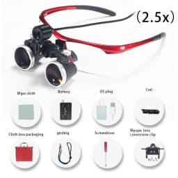 Dental Loupes 2.5/3.5x Black Magnifier Lab Medical Magnification Binocular Magnifier Headlight Headlamp 5W Seperately