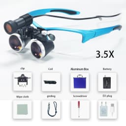 Dental Loupes 2.5/3.5x Black Magnifier Lab Medical Magnification Binocular Magnifier Headlight Headlamp 5W Seperately
