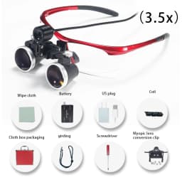 Dental Loupes 2.5/3.5x Black Magnifier Lab Medical Magnification Binocular Magnifier Headlight Headlamp 5W Seperately