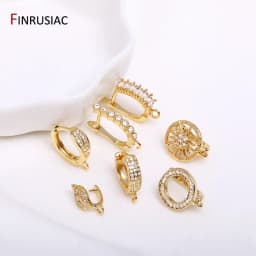 Earring Making Supplies Gold Plated Zircon Earwire Earring Hooks DIY Women Earring Jewelry Making Accessories Wholesale