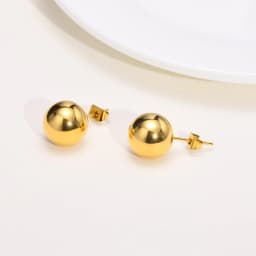 Vnox Gold Color Stainless Steel 12MM Ball Stud Earrings for Women Jewelry, Anti Allergy Metal Beads Ear Gift Accessories