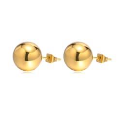 Vnox Gold Color Stainless Steel 12MM Ball Stud Earrings for Women Jewelry, Anti Allergy Metal Beads Ear Gift Accessories