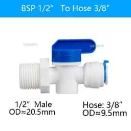 DZSGSP RO 1/4" 3/8" Male 1/2" Female Reveser Osmosis Aquarium Fitting Water Straight Plastic Ball Valve 1/4" 3/8" OD Hose Quick