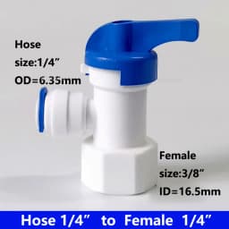 DZSGSP RO 1/4" 3/8" Male 1/2" Female Reveser Osmosis Aquarium Fitting Water Straight Plastic Ball Valve 1/4" 3/8" OD Hose Quick