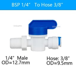 DZSGSP RO 1/4" 3/8" Male 1/2" Female Reveser Osmosis Aquarium Fitting Water Straight Plastic Ball Valve 1/4" 3/8" OD Hose Quick