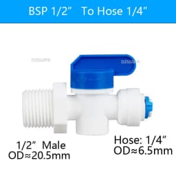 DZSGSP RO 1/4" 3/8" Male 1/2" Female Reveser Osmosis Aquarium Fitting Water Straight Plastic Ball Valve 1/4" 3/8" OD Hose Quick