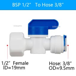 DZSGSP RO 1/4" 3/8" Male 1/2" Female Reveser Osmosis Aquarium Fitting Water Straight Plastic Ball Valve 1/4" 3/8" OD Hose Quick
