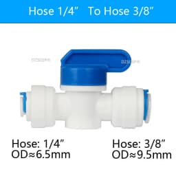 DZSGSP RO 1/4" 3/8" Male 1/2" Female Reveser Osmosis Aquarium Fitting Water Straight Plastic Ball Valve 1/4" 3/8" OD Hose Quick
