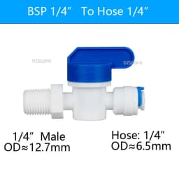 DZSGSP RO 1/4" 3/8" Male 1/2" Female Reveser Osmosis Aquarium Fitting Water Straight Plastic Ball Valve 1/4" 3/8" OD Hose Quick