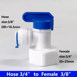 DZSGSP RO 1/4" 3/8" Male 1/2" Female Reveser Osmosis Aquarium Fitting Water Straight Plastic Ball Valve 1/4" 3/8" OD Hose Quick